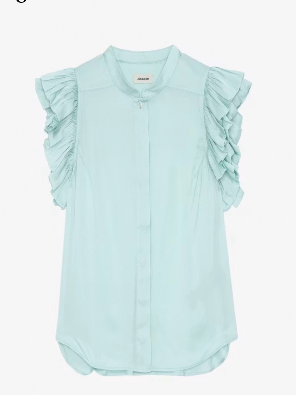 Zadig & Voltaire Celadon Riza Ruffle Sleeveless  Blouse Medium